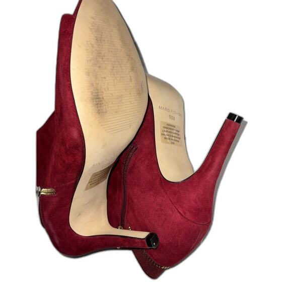 Marc Fisher Zipper Red Suede Peeptoe Booties Size 9.5 - Picture 5 of 7